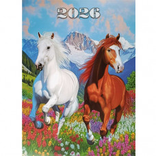 Перекидний календар 2026 формату А3 (на пружині) «Коні в квітах»